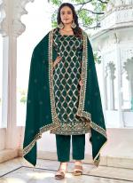 Blooming Vichitra Green Wedding Wear Embroidery Work Straight Suit